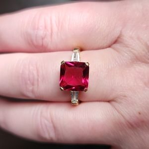 Bomb Party Ring RBP2897 Lab Created Garnet on a double 12k gold Plated Band Sz 9